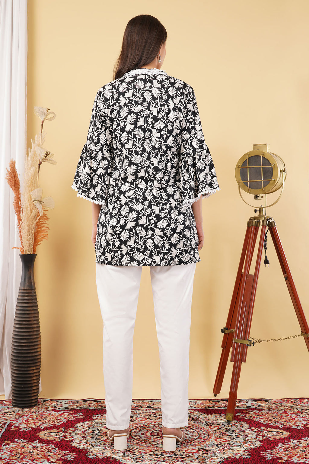 Floral Print Rayon Short Kurti