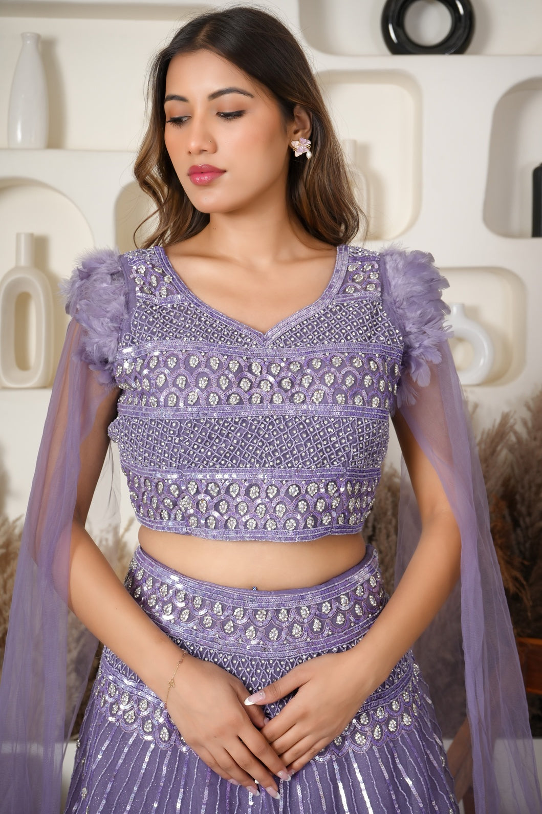 Lavender Luxe Mirror Embellished Lehenga Set