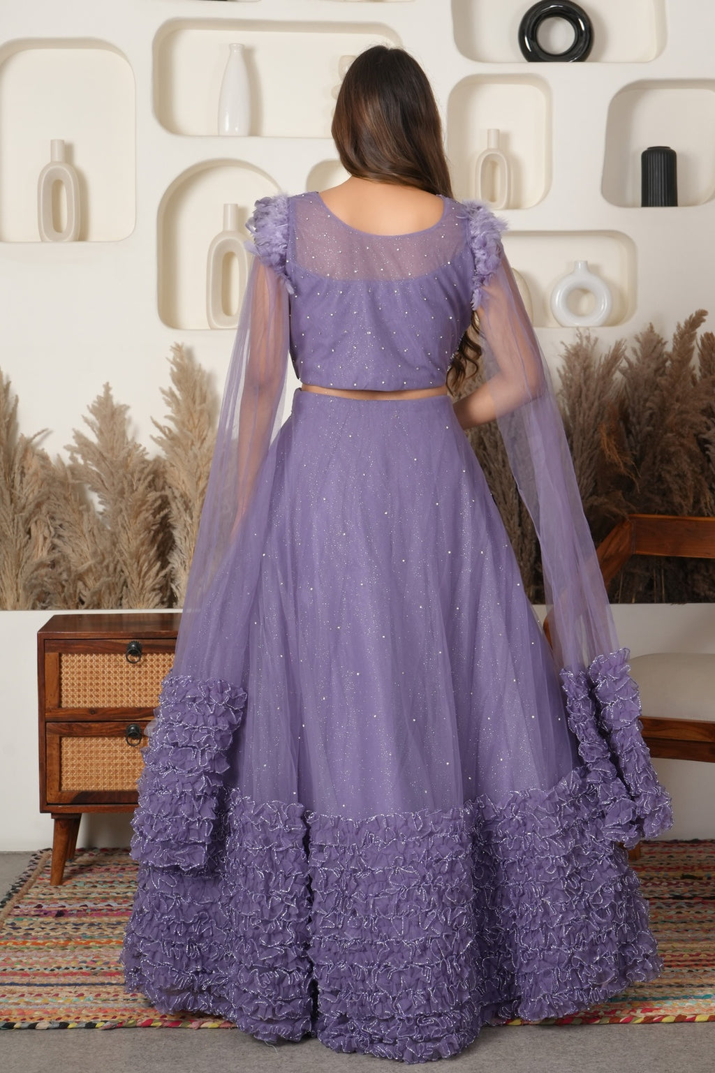 Lavender Luxe Mirror Embellished Lehenga Set