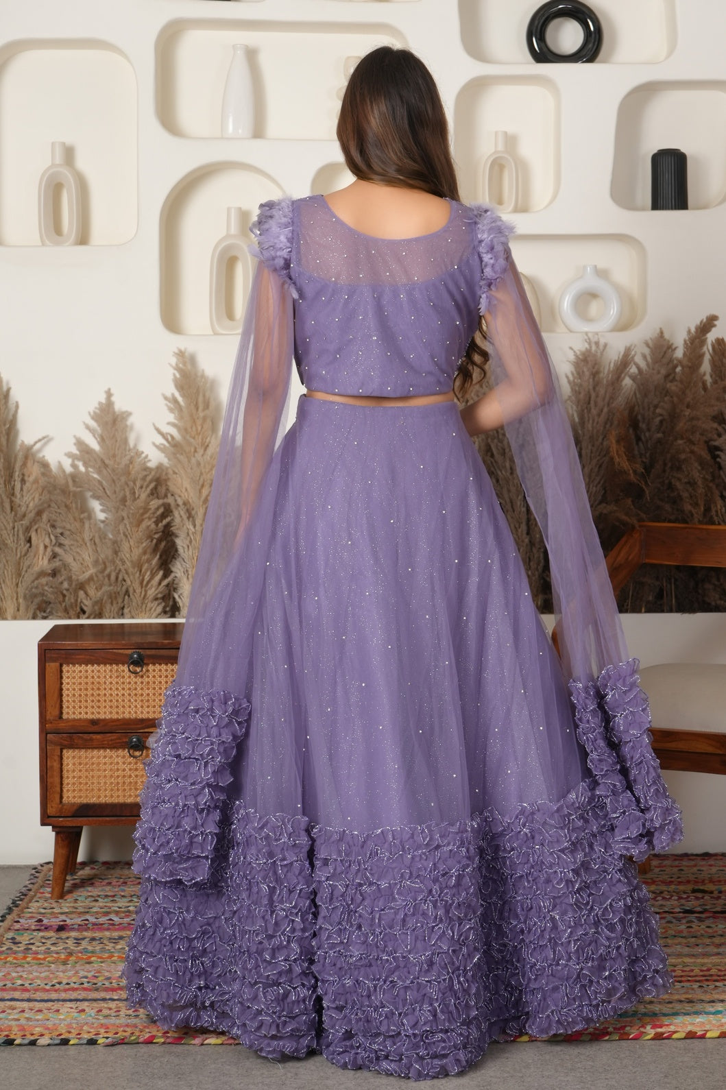 Lavender Luxe Mirror Embellished Lehenga Set