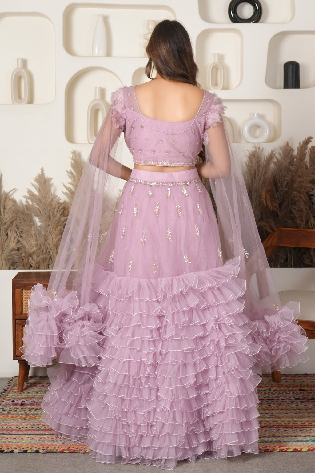 Rose Radiance Ruffle Lehenga Set